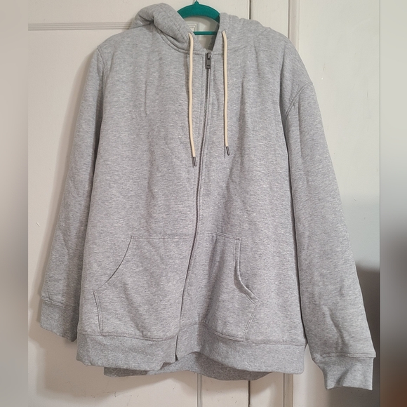 Style & Co Plus Size 3X Sherpa-Lined Hoodie Gray 2 Pockets, full zip List $57NWT - Picture 1 of 3